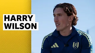 Harry Wilson being interviewed at Fulham FC training ground.