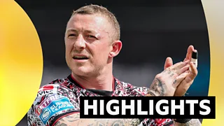 Josh Charnley applauds during Leigh's win at Bradford