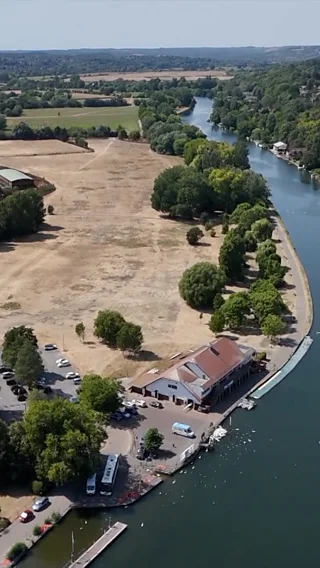 An aerial view of the River Thames in Reading.