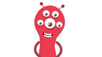 A happy red alien