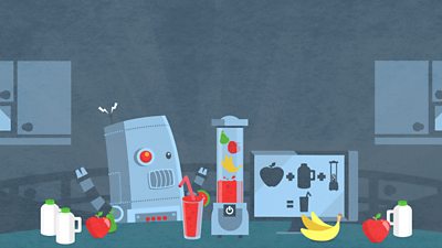 A robot making a smoothie.