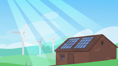 Wind farm and solar panel