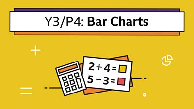 A calculator icon and set of sums with the headline: Y3/P4 Bar Charts