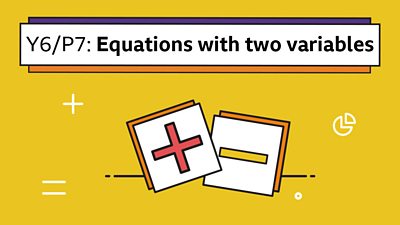 Addition and subtraction symbols with the title Equations with two variables