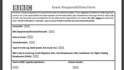 Screenshot of the Event Responsibilities form