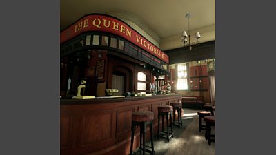 The bar at the Queen Victoria pub in Eastenders