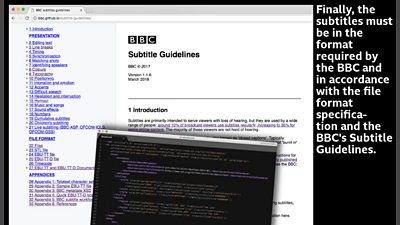 screengrab of BBC github page displaying subtitle guidelines
