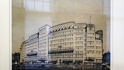 Watercolour of Broadcasting House - Cyril Farey