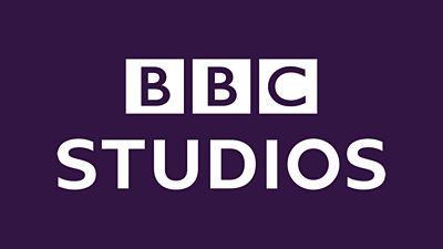 BBC Studios Logo, white text on purple background