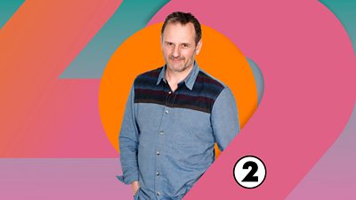 The Folk Show with Mark Radcliffe promotion slate, with Mark in the middle of a graphic composite of 2s