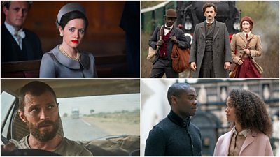 Clockwise from the top left, Claire Foy in A Very British Scandal, Ibrahim Koma, David Tennant and Leonie Benesch in Around The World in 80 Days, David Oyelowo and Gugu Mbatha-Raw in The Girl Before and Jamie Dornan in The Tourist