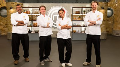Former MasterChef The Professionals contestants pose in the kitchen ahead of their rematch