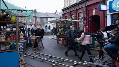 Filming on the new EastEnders set