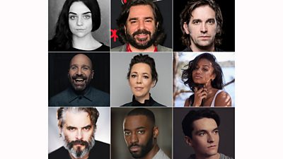 The Great Expectations cast, clockwise from top left: Hayley Squires, Matt Berry, Owen McDonnell, Shalom Brune-Franklin, Fionn Whitehead, Ashley Thomas, Trystan Gravelle, Johnny Harris and in the centre, Olivia Colman.  