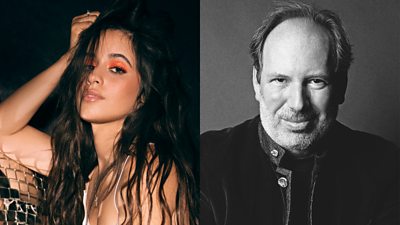 Composite image showing portraits of Camila Cabello and Hans Zimmer.