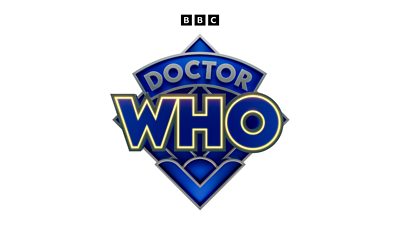 Doctor Who logo - Doctor Who is written in blue on a shield style badge with glowing regeneration energy surrounding the word Who.