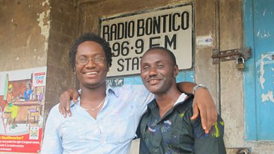 Ed Kargbo and Augustine Ansumana from Radio Bontico on Sherbro island, Sierra Leone