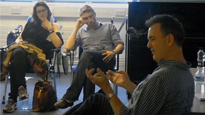 Peter Bowker leads a 'Skylight' session with emerging writers.