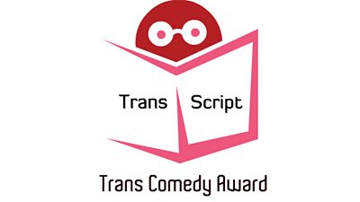 Trans Script logo which is a face reading a book