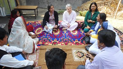 Caroline Nursey meets with Community Health Workers and the project team in Bihar, India