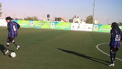 TV show Voices From Palestine hears from Waed Abu-Ktesh, a young Palestinian woman who’s formed the first all female football team in her refugee camp.