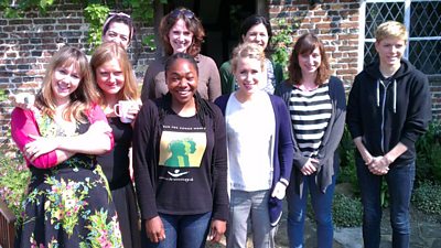Sian Harries, Sue Elliot-Nichols, Maeve Higgins, Rose Heiney, Paula Hines, Lucy Beaumont, Marie Phillips, Isy Suttie and Mae Martin at Bore Place.