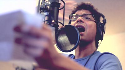 Bollywood star Shaan singing the Hausla anthem for BBC Media Action.