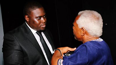 Johnson Sakaja Chair of TNA, the ruling party in Kenya, talks to an audience member from the coast who recalls seeing the Union Jack lowered and the Kenyan flag raised in Uhuru Park in 1963.