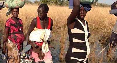Pregnant women fleeing the fighting in Jonglei state, South Sudan.