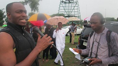 Petitioning government: recording interviews for Talk Your Own at a venue signing a petition against a bill.