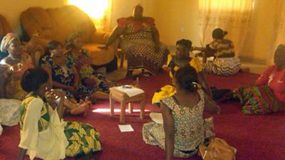 Abosede conducting a focus group.