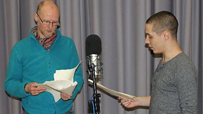 Conrad Nelson & Robert Haythorne recording in studio.