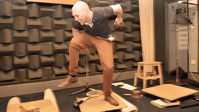 Joe Sims as Dieter recording a scene from Series 1 of Home Front