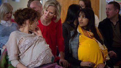 Jasmin (TAJ ATWAL), Roanna (HERMIONE NORRIS), Kim (KATHERINE PARKINSON).