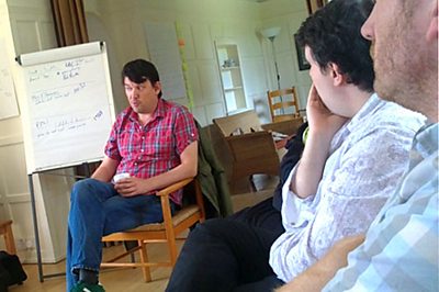 Graham Linehan talks to the participating writers.