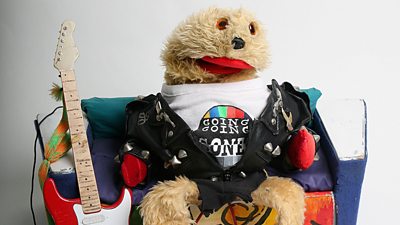 Gordon the Gopher puppet in his leather jacket, designed by young product and fashion designer Jo Gough. 