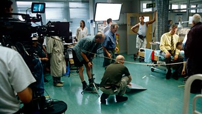Holby City - setting up a scene in 2001.