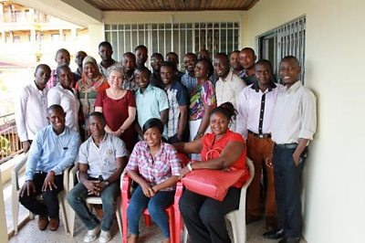 With colleagues in Freetown