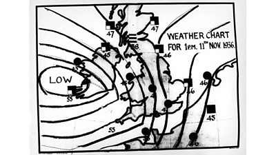 A very hand-drawn line drawing of the UK with crude symbols and thick lines. Date is 11 November 1936.