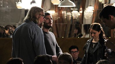 Allan Cubitt on the set of series 2 with Jamie Dornan and Aisling Franciosi.