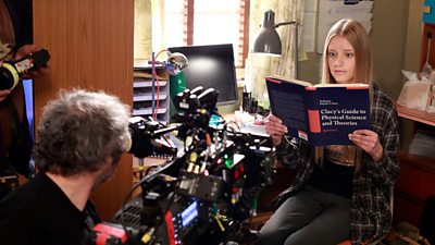 Eve - Filming with Eve (Poppy Lee Friar) (Photo: BBC/Leopard Drama Ltd/Anne Binckebanck)