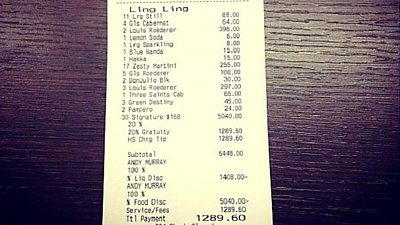 A recent bar tab of mine. I often go by the pseudonym ‘Andy Murray’ to avoid my Newsjack fans