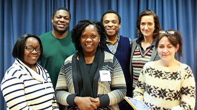 (l-r) Takunda Jekanyika (Virginia's sister), Obi Abili, Virginia Jekanyika, Jude Akuwudike, Haydn Gywnne and Jane Slavin