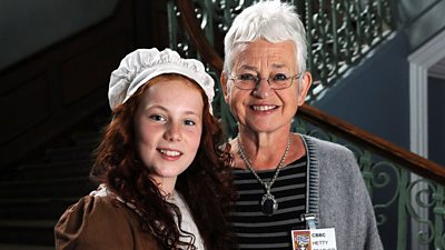 Hetty (Isabel Clifton) with Hetty Feather author Dame Jacqueline Wilson