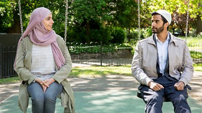 Fahmida (Anjli Mohindra), Nazir (Hamza Jeetooa) (Photo by Colin Hutton, Copyright BBC)
