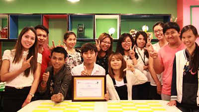 The Klahan9 production team in their Cambodia office.