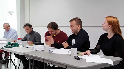 At the read-through for Rob Kinsman's script 'Cousin Harry'