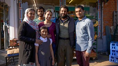 Capital: Mrs Kamal (Shabana Azmi), Usman (Hamza Jeetooa), Fatima (Kaiya Bakrania), Rohinka (Mona Goodwin), Ahmed (Adeel Akhtar), Shahid (Danny Ashok)(Image Credit: BBC/Kudos/Hal Shinnie)