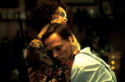 Helena Bonham Carter comforts Paul Bettany