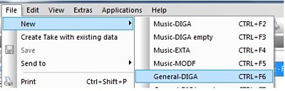 New and General DIGA menu option